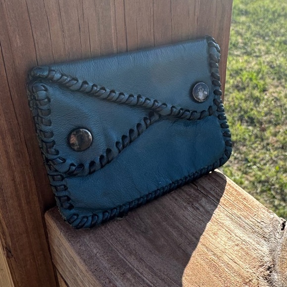 Vintage Blue Leather Wallet - Picture 2 of 5